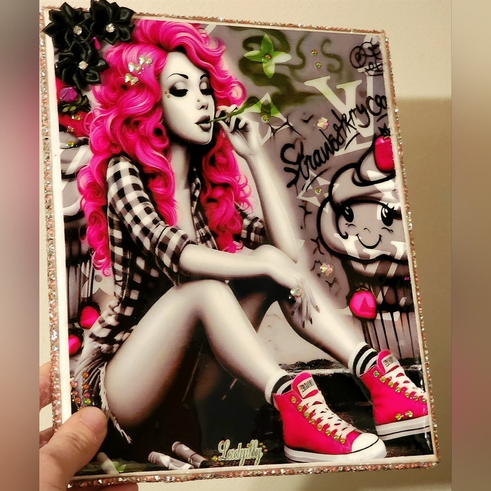 Handmade canvas pretty girl 3D picture